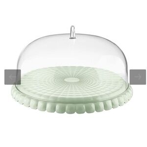 GUZZINI Tiffany 11.8" Cake Stand with Dome Lid - Sage Green